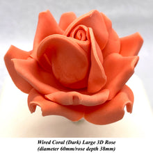 Coral Peach Blood Orange Wired Large 3D Sugar Roses Standard Petal 60 mm