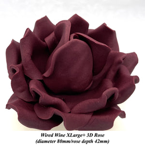 Dusky Pink Wired XLarge+ (Super) 3D Sugar Roses Larger Petal 80 mm