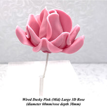 Dusky Pink Mauve Maroon Wine Wired Large 3D Sugar Roses Standard Petal 60 mm