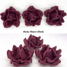 Large Deep Dusky Mauve Wine 3D Non-Wired Sugar Roses in 3 tones 55mm
