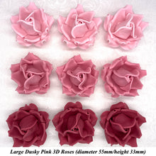 Large Dusky PInk 3D Non-Wired Sugar Roses in 3 tones 55mm