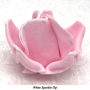 Gold Sparkle-Tip Pink 3D Non-Wired Large Sugar Peonies