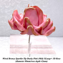 Wired Bronze Sparkle-Tip Dusky Pink Roses Sugar Roses Large & XLarge+ Sizes