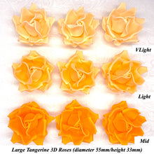 Large Tangerine Orange 3D Non-Wired Sugar Roses in 3 tones 55mm