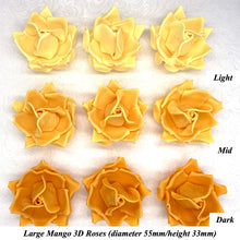 Large Mango Yellow Orange 3D Non-Wired Sugar Roses in 3 tones 55mm