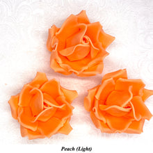 Large Peach Orange 3D Non-Wired Sugar Roses in 3 tones 55mm