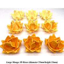 Large Mango Yellow Orange 3D Non-Wired Sugar Roses in 3 tones 55mm