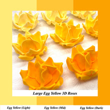 Large Bright Egg Yellow Orange 3D Non-Wired Sugar Roses in 3 tones 55mm
