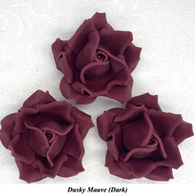 Large Deep Dusky Mauve Wine 3D Non-Wired Sugar Roses in 3 tones 55mm