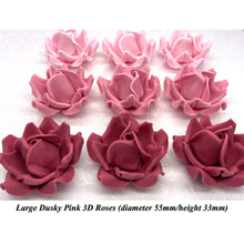 Large Dusky PInk 3D Non-Wired Sugar Roses in 3 tones 55mm