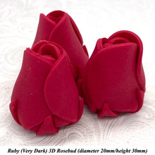 Non-Wired 4 Sizes 3D Rich Ruby Red Sugar Roses Standard Petal 20mm-65mm