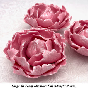 White Sparkle-Tip Dusky Pink 3D Non-Wired Large Sugar Peonies