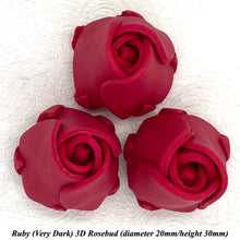 Non-Wired 4 Sizes 3D Rich Ruby Red Sugar Roses Standard Petal 20mm-65mm