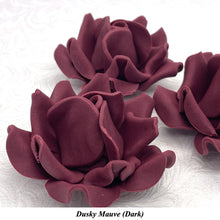 Large Deep Dusky Mauve Wine 3D Non-Wired Sugar Roses in 3 tones 55mm