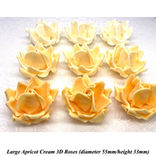 Large Apricot Cream Orange 3D Non-Wired Sugar Roses in 3 tones 55mm