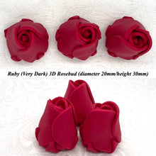 Non-Wired 4 Sizes 3D Rich Ruby Red Sugar Roses Standard Petal 20mm-65mm