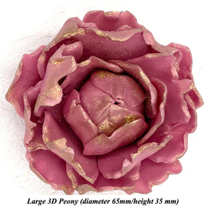 Vintage Gold Sparkle-Tip Dusky Mauve 3D Non-Wired Large Sugar Peonies