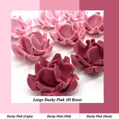 Large Dusky PInk 3D Non-Wired Sugar Roses in 3 tones 55mm