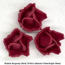 Non-Wired 4 Sizes 3D Burgundy Red Sugar Roses Standard Petal 20mm-65mm