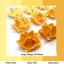 Large Mango Yellow Orange 3D Non-Wired Sugar Roses in 3 tones 55mm