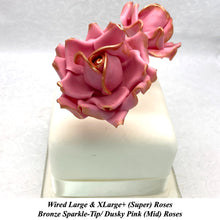 Wired Bronze Sparkle-Tip Dusky Pink Roses Sugar Roses Large & XLarge+ Sizes