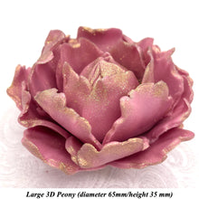 Vintage Gold Sparkle-Tip Dusky Mauve 3D Non-Wired Large Sugar Peonies