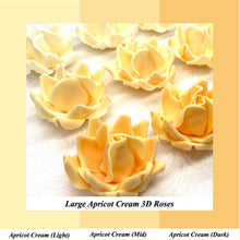 Large Apricot Cream Orange 3D Non-Wired Sugar Roses in 3 tones 55mm