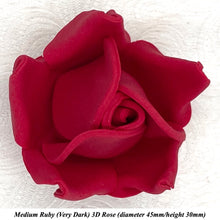 Non-Wired 4 Sizes 3D Rich Ruby Red Sugar Roses Standard Petal 20mm-65mm