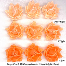 Large Peach Orange 3D Non-Wired Sugar Roses in 3 tones 55mm