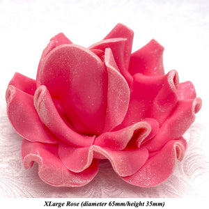 Champagne Sparkle-Tip Pink Sugar Roses 3SIZES NON WIRED Silver/Gold Sparkle Tip Options