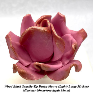 Wired Blush Sparkle-Tip Dusky Mauve Roses Sugar Roses Large & XLarge+ Sizes