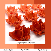Large Burnt Orange Paprika 3D Non-Wired Sugar Roses in 3 tones 55mm