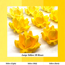 Large Yellow 3D Non-Wired Sugar Roses in 3 tones 55mm