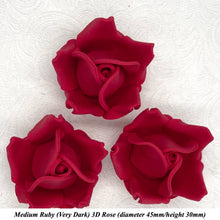 Non-Wired 4 Sizes 3D Rich Ruby Red Sugar Roses Standard Petal 20mm-65mm