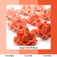 Large Coral Orange 3D Non-Wired Sugar Roses in 3 tones 55mm
