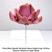 Wired Blush Sparkle-Tip Dusky Mauve Roses Sugar Roses Large & XLarge+ Sizes
