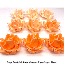 Large Peach Orange 3D Non-Wired Sugar Roses in 3 tones 55mm