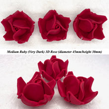 Non-Wired 4 Sizes 3D Rich Ruby Red Sugar Roses Standard Petal 20mm-65mm