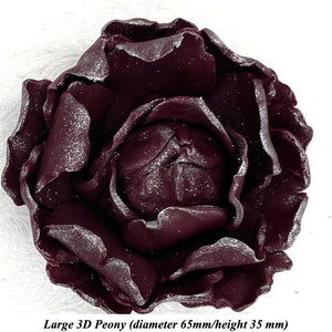Light Silver Sparkle-Tip Wine Deep Dusky Mauve 3D Non-Wired Large Sugar Peonies