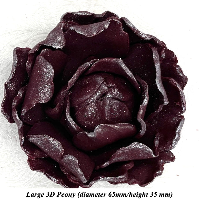 Light Silver Sparkle-Tip Wine Deep Dusky Mauve 3D Non-Wired Large Sugar Peonies