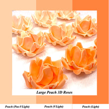 Large Peach Orange 3D Non-Wired Sugar Roses in 3 tones 55mm