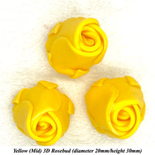 Yellow 3D Sugar Non-Wired Roses  3 SHADES 4 SIZES