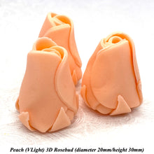 Peach Orange 3D Sugar Non-Wired Roses  3 SHADES 4 SIZES