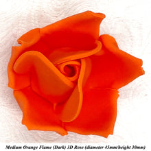 Bright Orange 3D Sugar Non-Wired Roses  3 SHADES 4 SIZES