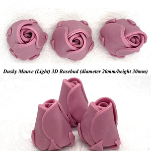 Dusky Mauve 3D Sugar Non-Wired Roses  3 SHADES 4 SIZES