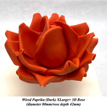 Orange Coral Peach Orange Flame Paprika Wired XLarge+ (Super) 3D Sugar Roses Larger Petal 80 mm