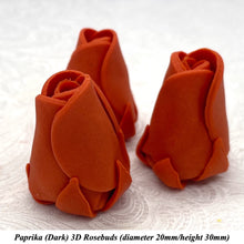 Burnt Orange Paprika 3D Sugar Non-Wired Roses  3 SHADES 4 SIZES