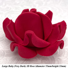 Non-Wired 4 Sizes 3D Rich Ruby Red Sugar Roses Standard Petal 20mm-65mm