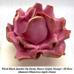 Wired Blush Sparkle-Tip Dusky Mauve Roses Sugar Roses Large & XLarge+ Sizes