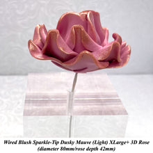 Wired Blush Sparkle-Tip Dusky Mauve Roses Sugar Roses Large & XLarge+ Sizes